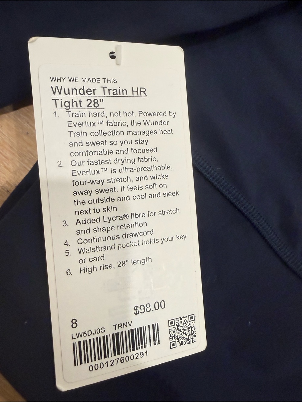 NWT Lululemon Wunder Train HR 28” True Navy Leggings - Picture 2 of 2